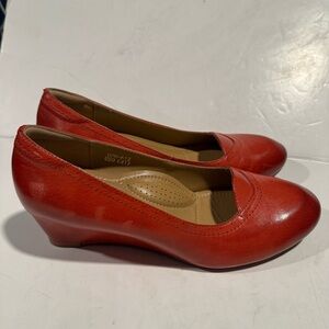 Mona flying Leather Wedges Arch Support Round Toe Classic Dress Pumps Size 9